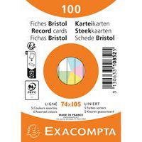 Fiche Bristol sous film ligné non perforé - Paquet de 100 - Exacompta