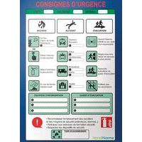 Poster plastifié - consignes d'urgence - format A3