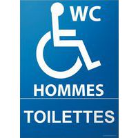 Panneau WC hommes WC + picto handicapé