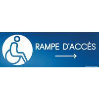 Panneau Design rampe d'accès flèche droite + picto handicapé