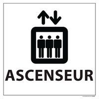 Signalisation information ascenseur fond blanc 250 x 250 mm