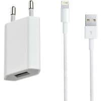 Chargeur secteur entrée USB + câble compatible iPhone 5 - Blanc - Moxie