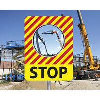 Miroir pour chantier temporaire avec message de sécurité - Kaptorama