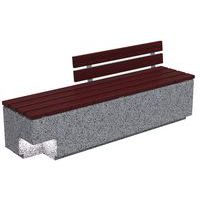 Banc Kube béton granite avec assise et dossier bois + lampe LED - Benito