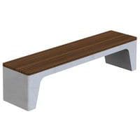 Banquette Soft longueur 177 cm - assise bois - béton blanc lisse