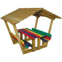 Table cabane enfant pin CLIV plateau et assise multicolor - MOBEXTAN