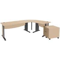 Pack bureau droit Quatuor pied L bois + angle + bureau + caisson- Manutan Expert