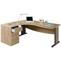 Pack bureau asymétrique Quatuor pied L retour gauche + caisson Manutan Expert