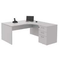 Bureau compact caisson - Piétements panneau - Gris - Manutan Expert