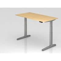 Bureau assis-debout pied argent série XBHM - 160x80 cm - Hammerbacher