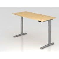 Bureau assis-debout pied argent série XBHM - 180x80 cm - Hammerbacher