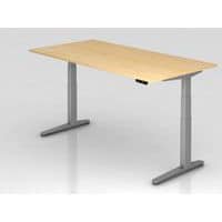 Bureau assis-debout pied argent série XBHM - 200x100 cm - Hammerbacher