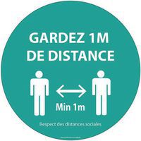 Panneau - Gardez 1m de distance - Rond