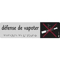 Plaque de signalisation en braille avec pictogramme 45 x 170 mm - Defense de vapoter