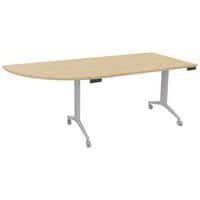 Table plateau pivotant Avel angle à gauche pied alu sur roulettes