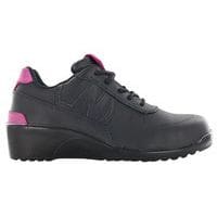 Chaussure de securite femme S3 SRC en cuir noir et rose - Nordways