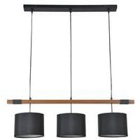 Suspension barre 3 lumières en bois et métal peint chêne/noir Corep