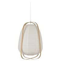 Suspension forme lanterne en papier japonais et bambou blanc Corep