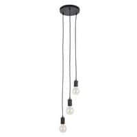 Suspension 3 lumières base ronde en métal Aksel noir Corep