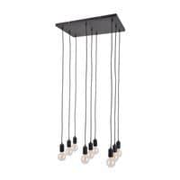 Suspension 9 lumières base rectangulaire en métal Aksel noir Corep