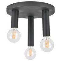 Plafonnier 3 lumières base ronde en métal peint Twin noir Corep