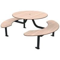 Table bancs MOKA monobloc ronde trou parasol bois/métal BUTON DESIGN