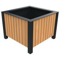 Jardinière LALI carrée 275 L teck/métal - BUTON DESIGN