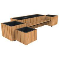 Jardinières COPAL 880 L avec banc 2.19 m teck effet lames BUTON DESIGN