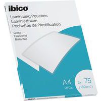 Pochettes plastification A4 Ibico brillantes, boite 100