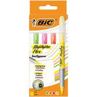 Surligneur BIC Highlighter Grip Flex - Coloris assortis - Pochette de 4