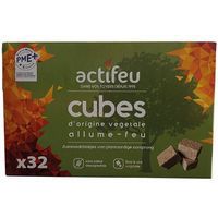 Allume feu bois cire végétale - 32 cubes - Actifeu