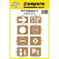 Pochoir signalisation au sol - Kit Industry II - 8 planches - Ampere System