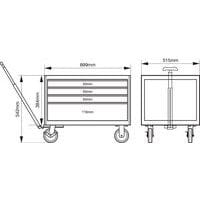 Coffre E72 4 tiroirs roues 693x510x542mm - Bahco