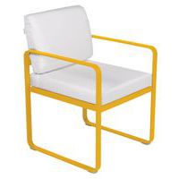 Fauteuil repas Bellevie coussins blanc grisé Fermob