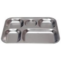 Lot de 12 plateaux 5 compartiments inox 30,5 x 23,5 x 2,5 cm Plastorex