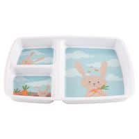 Lot de 6 plateaux baby 3 compartiments 25 x 21 cm mélamine lapin gourmet Plastorex