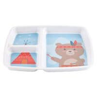 Lot de 6 plateaux baby 3 compartiments 25 x 21 cm mélamine ourson futé Plastorex