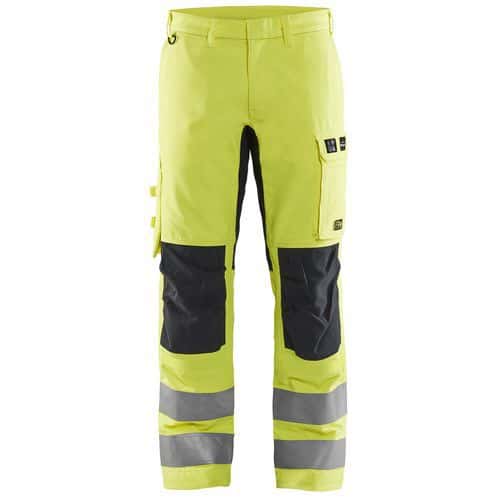 Pantalon multinormes inhérent à stretch jaune fluo marine - Blåkläder