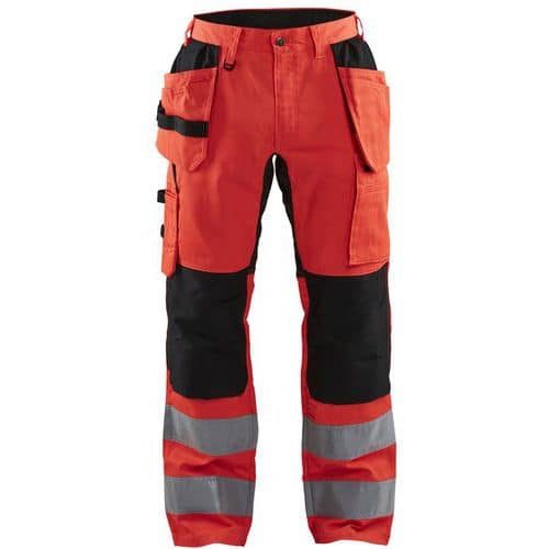 Pantalon haute-visibilité à stretch rouge fluo noir - Blåkläder