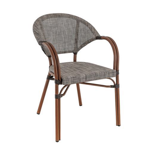 Fauteuil Extérieur Empilable - En Aluminium Bamboo - Textilène - Blois