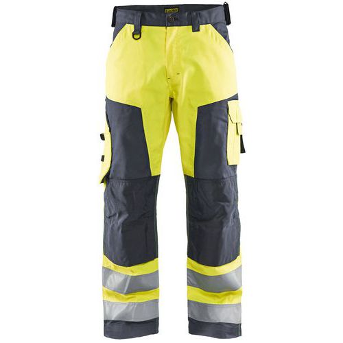 Pantalon haute-visibilité jaune fluo gris moyen - Blåkläder