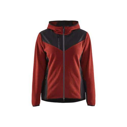 Veste tricotée avec softshell femme rouge/noir - Blåkläder