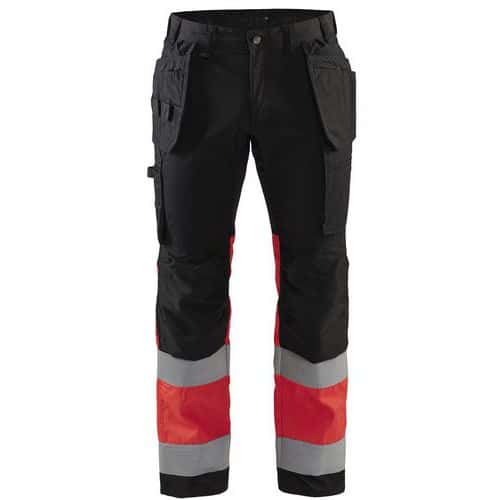 Pantalon haute-visibilité à stretch noir rouge fluo - Blåkläder