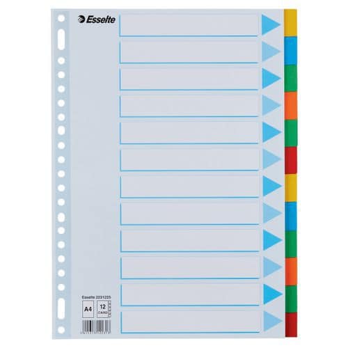 Intercalaire A4 - lot de 25 - multicolore - Esselte