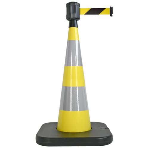 Cone de balisage avec base a lester Noir/jaune - 4mx5cm - Viso