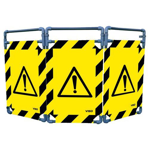 Barrière d'intervention  PVC 3 vantaux logo danger noir - Viso