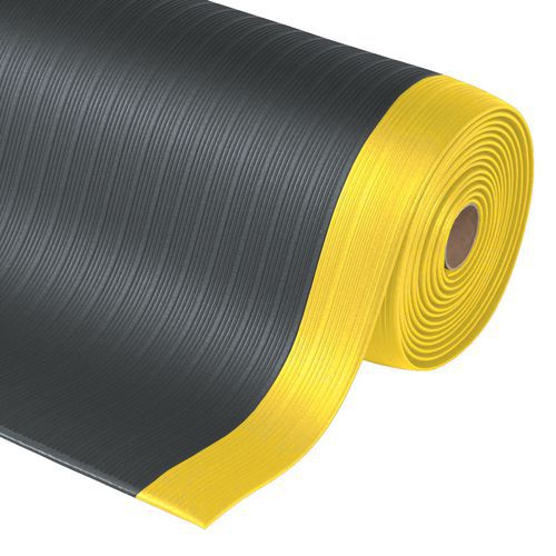 Tapis anti-fatigue en mousse Airug® Plus noir/jaune - Rouleau - Notrax