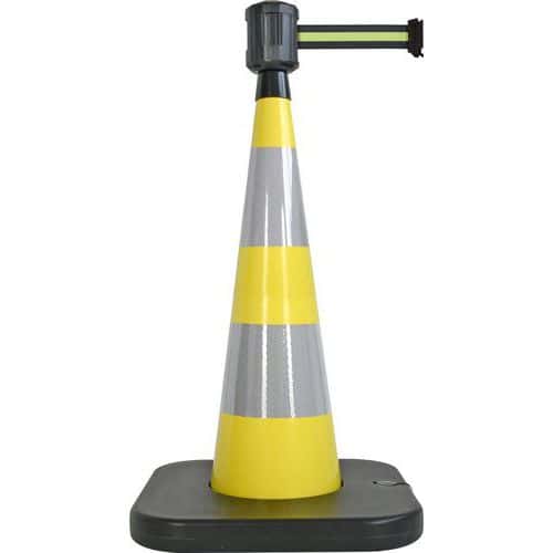 Cone de balisage avec base a lester Noir/Jaune/Noir - Viso