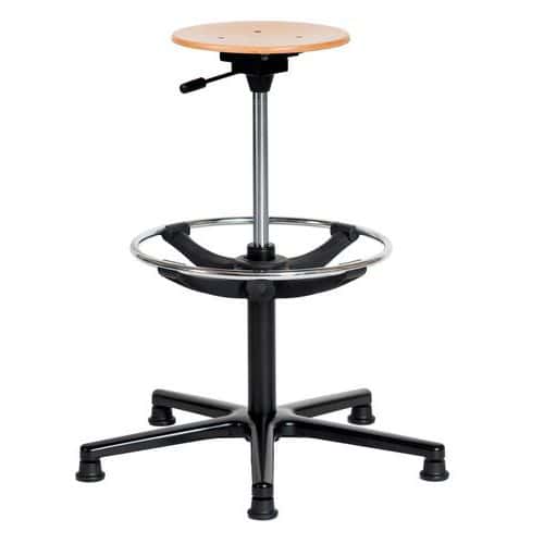 Tabouret Natur assise réglable haute patins + repose-pieds alu- Sofame