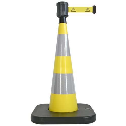 Cone de balisage avec base a lester jaune - 4mx5cm - Viso